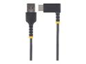 StarTech.com 6ft (2m) USB A to C Charging Cable Right Angle, Heavy Duty Fast Charge USB-C Cable, USB 2.0 A to Type-C, Durable and Rugged Aramid Fiber, 3A, S20/iPad/Pixel