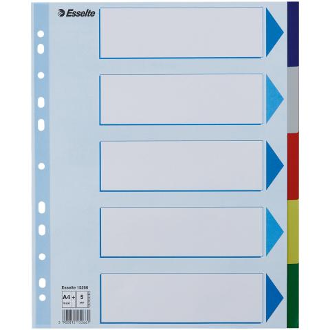 Faneblade PP A4 maxi 5-delt farvede faner - 